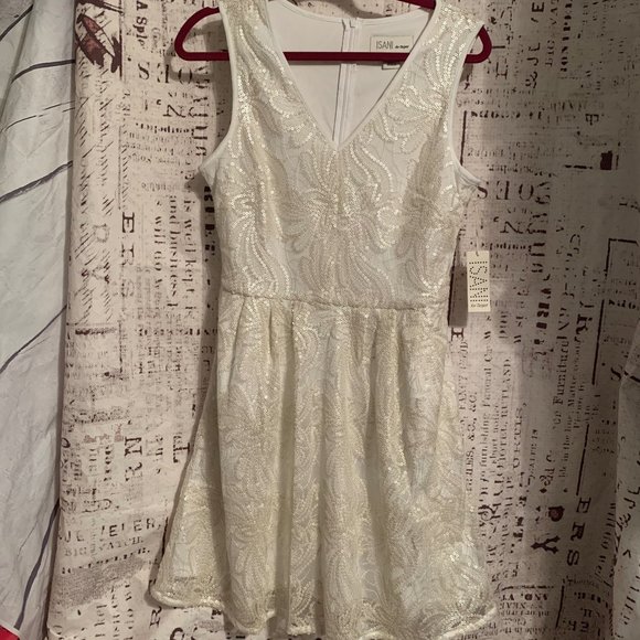 NEW ISANI For target IVORY V-NECK LACE LINED DRESS - Picture 1 of 5